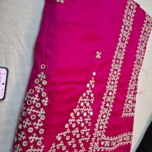Bangalore silk Gujrati work with mirror Hand embroidered Beautiful saree