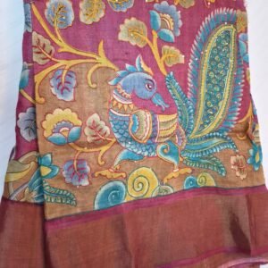 Pure Kosa Tussar Saree with Hand Kalamkari