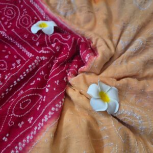 Pure Crepe Rai Bandhej Saree